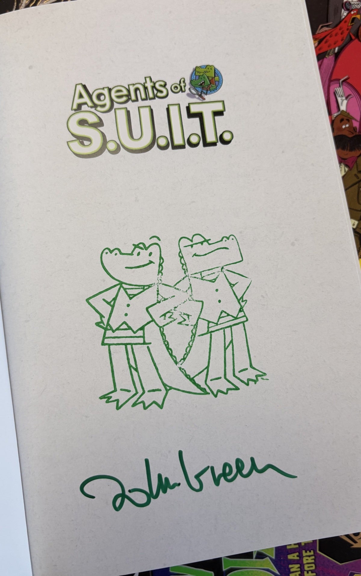 On Friday October 9th John Patrick Green, the bestselling author and illustrator of the Investigators and Agents of S.U.I.T books for children, visited the Cleeve Bookshop!  His books are now SIGNED, STAMPED & available to order!