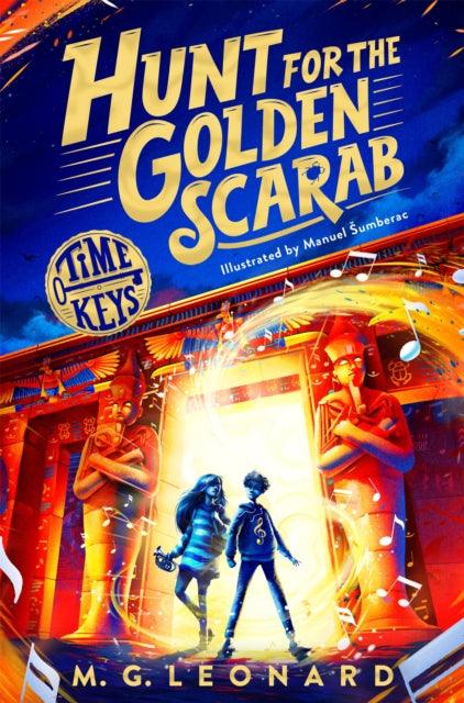 'Hunt For The Golden Scarab' by M. G. Leonard - Signed Paperback Edition with Sprayed Edge - The Cleeve Bookshop
