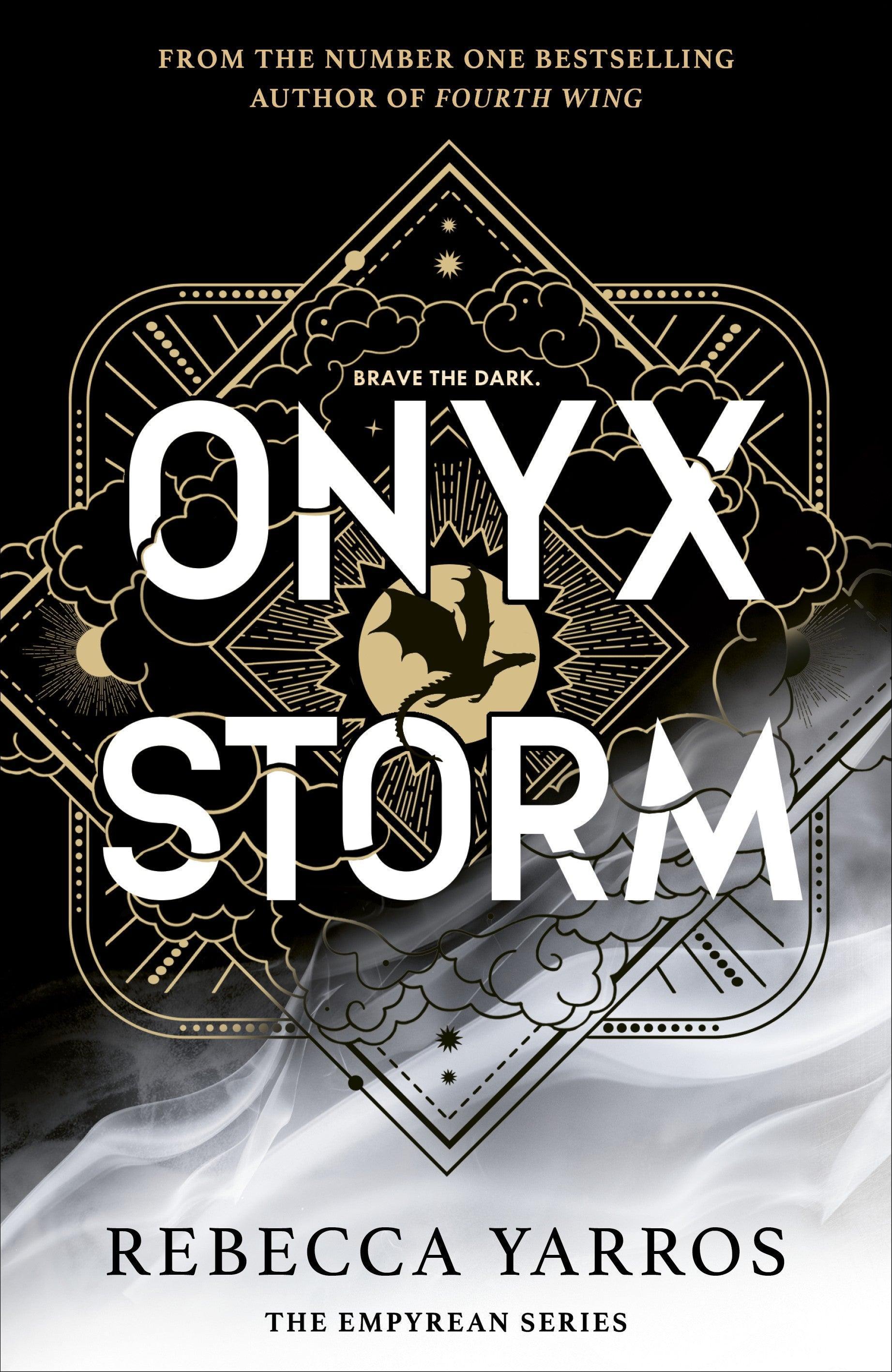 'Onyx Storm' by Rebecca Yarros - With Exclusive Emblem Cloth Patch - The Cleeve Bookshop